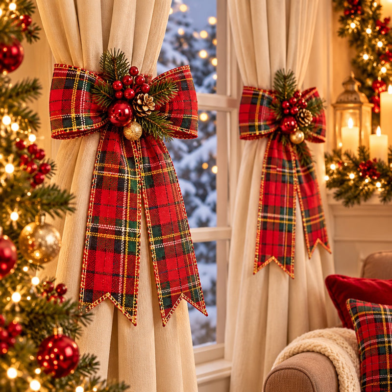 Piovaccari Cinta Aberdeen Roja 63 mm x 10 m – Cinta Decorativa Navideña para Árbol de Navidad, Lazos, Paquetes de Regalo y Adornos Navideños