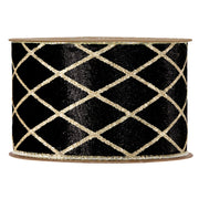 Piovaccari Nastro Rhombus Nero 63 mm x 10 m – Nastro Decorativo Natalizio con Motivo a Rombi per Albero di Natale, Fiocchi e Confezioni Regalo