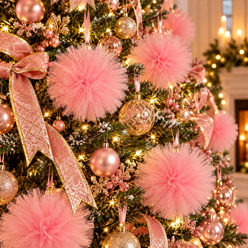 Piovaccari Pon Pon Rosa Ø25 cm – Decoración Navideña para Árbol de Navidad, Adornos, Fiestas y Montajes Decorativos