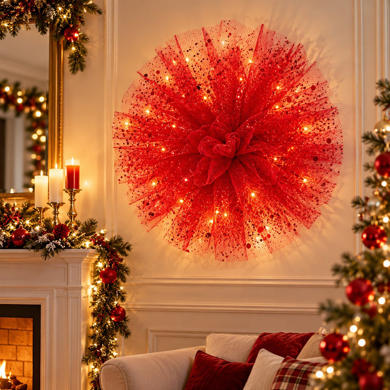 Piovaccari Pon Pon Rojo Ø50 cm – Decoración Navideña para Árbol de Navidad, Adornos, Fiestas y Montajes Decorativos