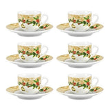 Fade Acebo Set 6 Tazas de Café Navideñas con Platillo 100 ml Multicolor