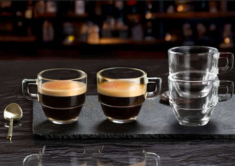 Taza Apilable RCR Cristalleria Italiana Moka Vidrio 12 Cl Conf. 6 Pz