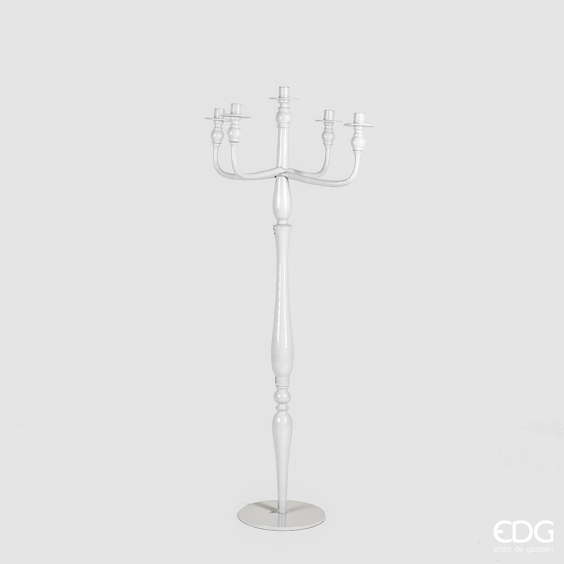 EDG Enzo De Gasperi Portavelas Glossy 5 Llamas H 126 Cm D 57 Cm Blanco