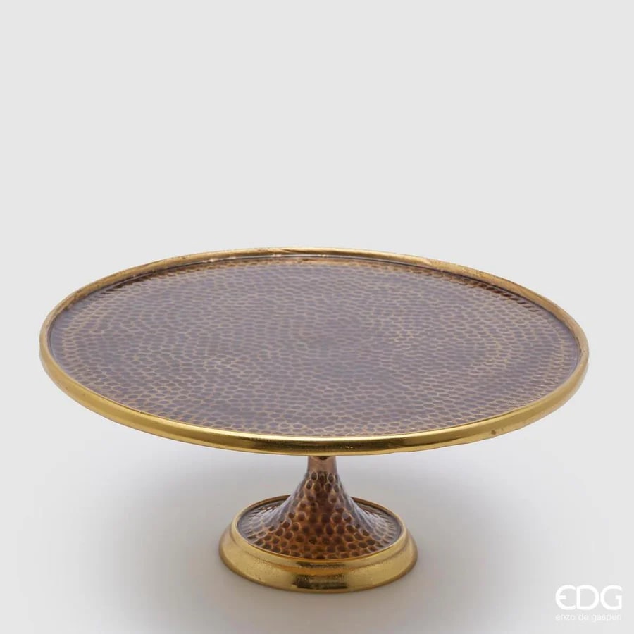 EDG Enzo De Gasperi Bandeja Navidad Metal Redonda H16 D37 Black Gold