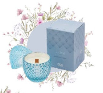 EDG Enzo De Gasperi Vela Forma de Huevo H 12 Cm D 8 Cm Nenúfar y Rosa