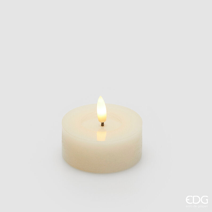 EDG Enzo De Gasperi Set 2 Candele LED Glitter Ivory Ø7 cm – Decorazione Natalizia