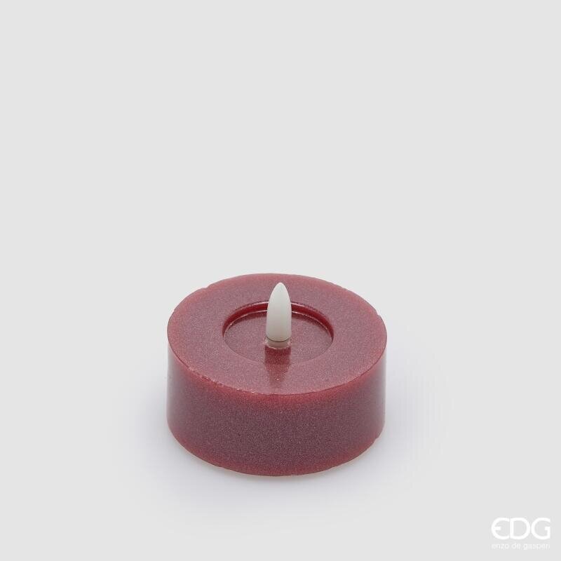 EDG Enzo De Gasperi Set 2 Candele LED Glitter H3 Ø7 cm Bordeaux IP20 – Candele Decorative Natalizie