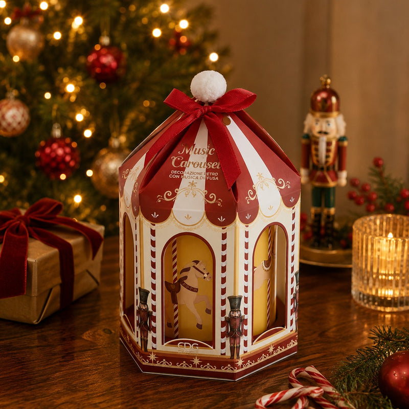 EDG Enzo De Gasperi Candela Natalizia Giostra Carosello Profumata Honeyed Apple Cider – Decorazione di Natale