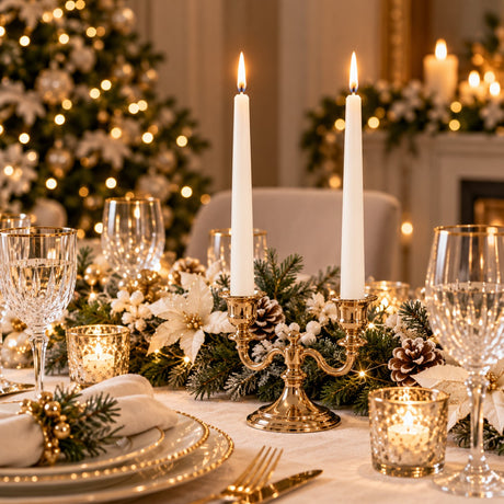 EDG Enzo De Gasperi Set 2 Velas de Tallo Blancas H25 Ø2,2 cm – Velas Decorativas de Navidad