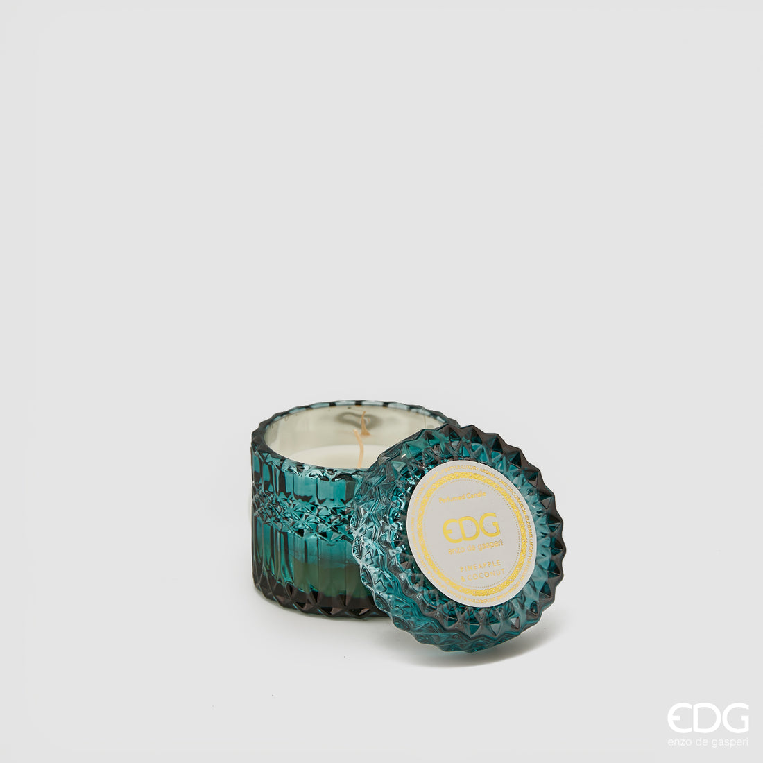 EDG Enzo De Gasperi Vela Crystal con Vaso + Caja Regalo H 8,5 Cm D 9 Cm 160gr Verde Bosque
