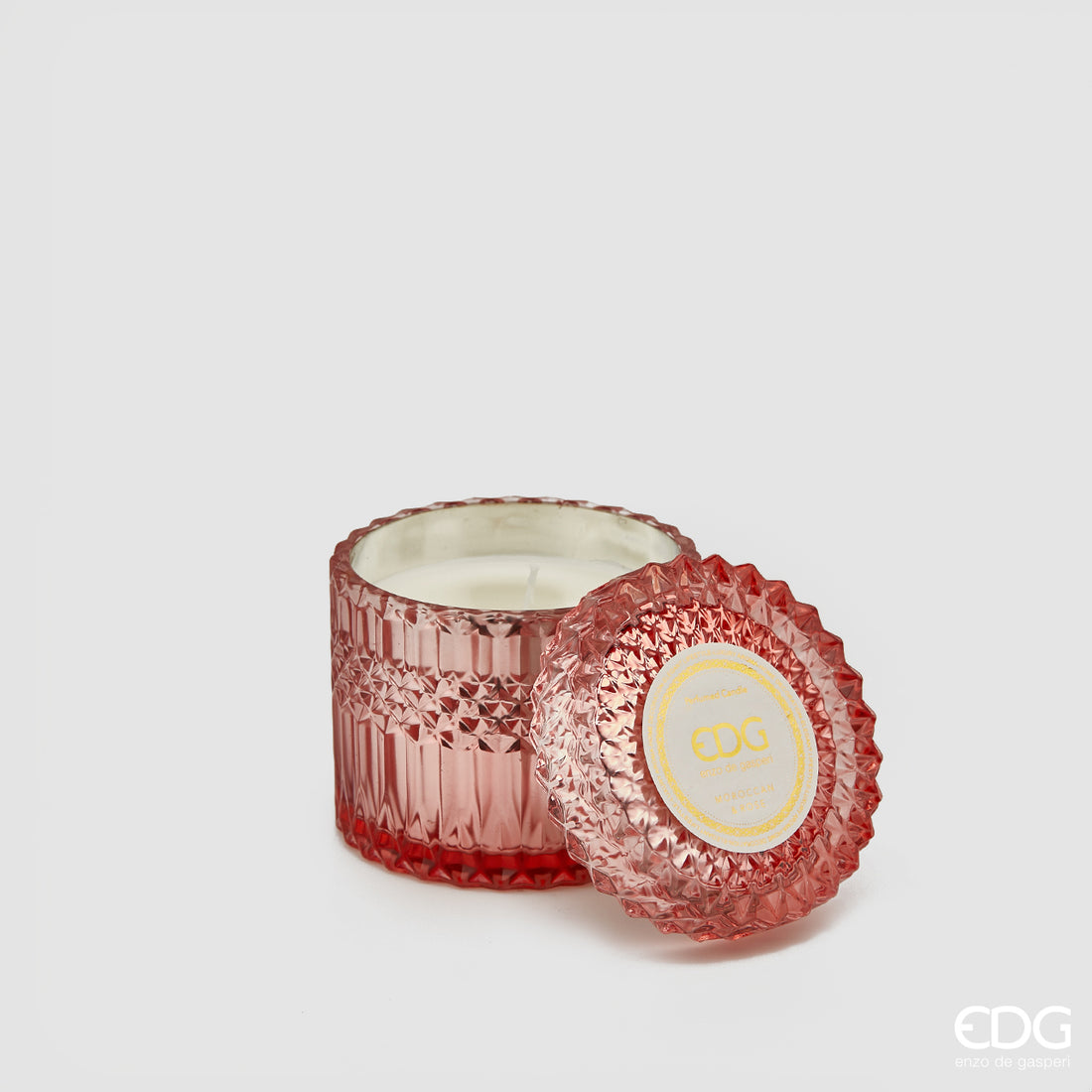 Vela EDG Enzo De Gasperi Candela Crystal con Jarrón + Caja de Regalo H 10,5 cm D 10,5 cm Rosa Pink