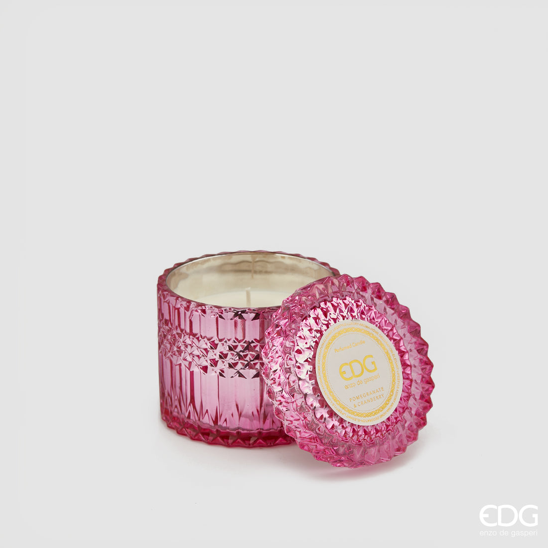 EDG Enzo De Gasperi Vela Crystal con Florero + Caja de Regalo H 10,5 cm D 10,5 cm Rosa Oscuro