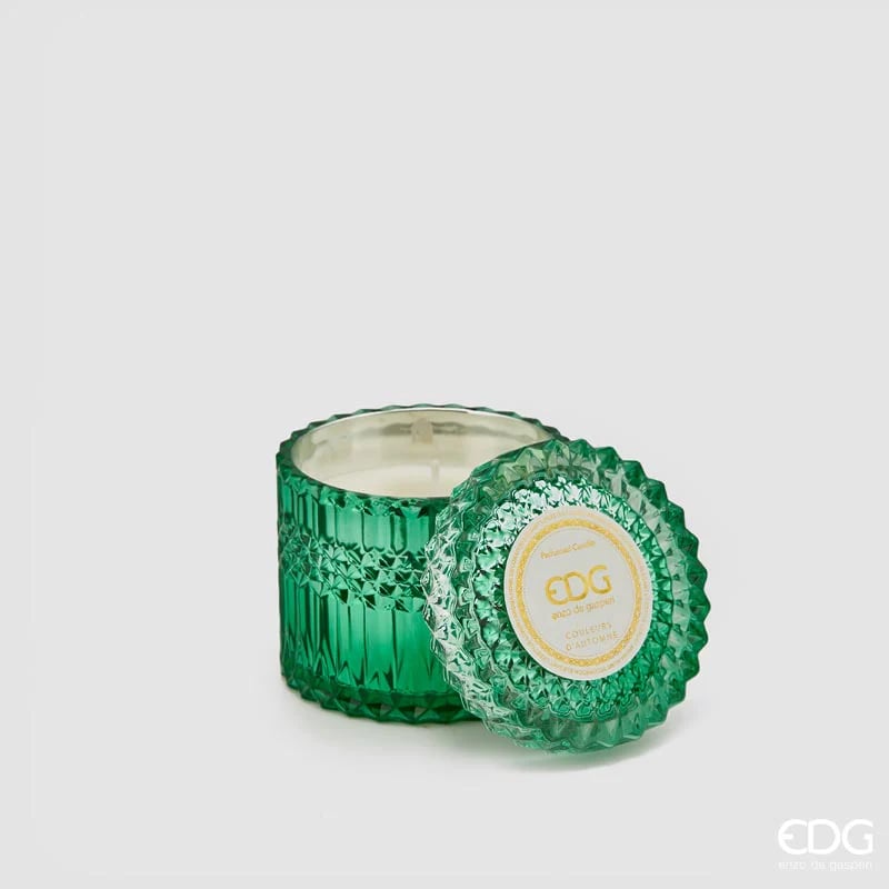 EDG Enzo De Gasperi Vela Crystal con Jarrón + Caja de Regalo H 10,5 cm D 10,5cm Verde