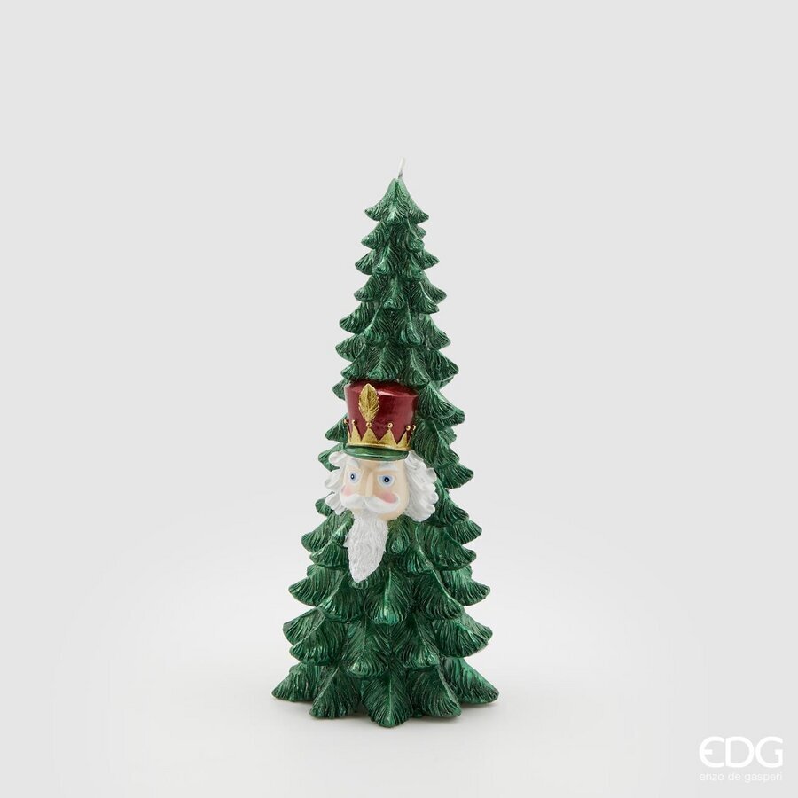 Vela de Navidad EDG Enzo De Gasperi Pino con Soldadito H 26 Cm D 11 Cm Verde