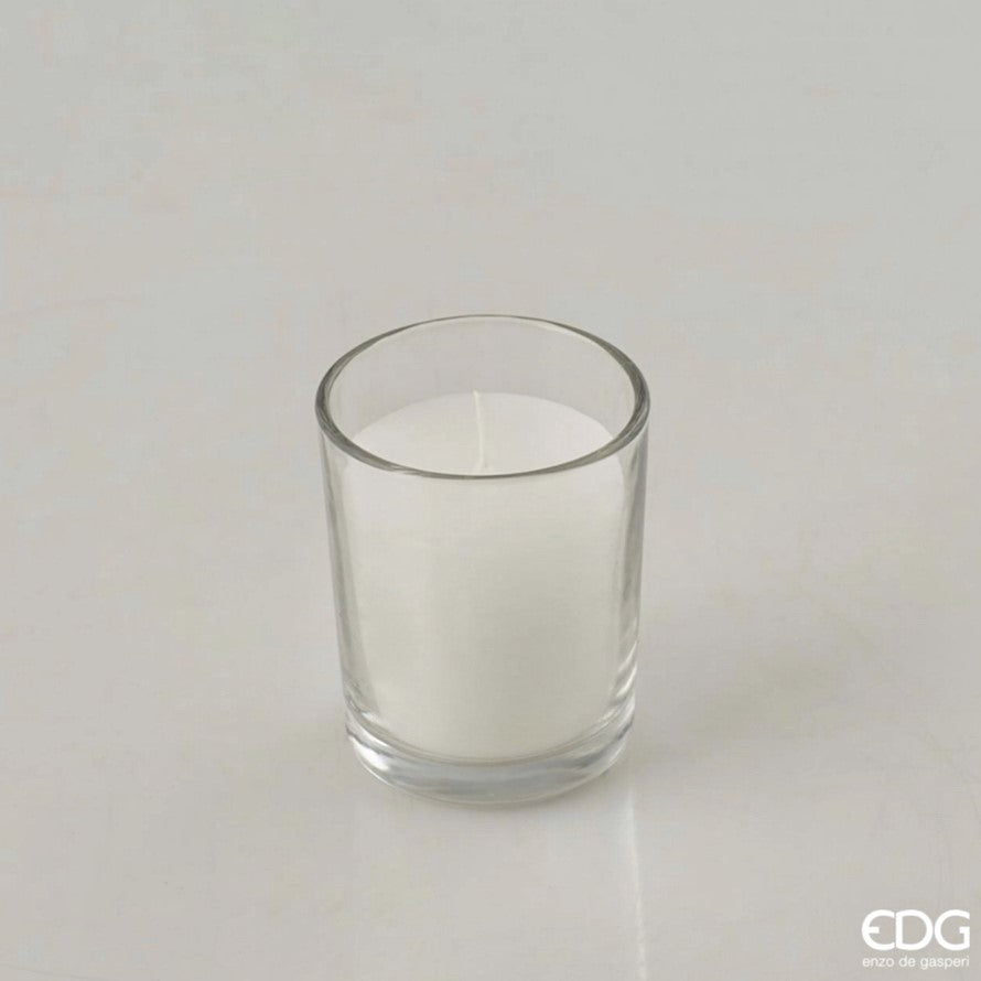 EDG Enzo De Gasperi Candela con Vetro Cilindro H 6 cm D 5 cm Bianco White