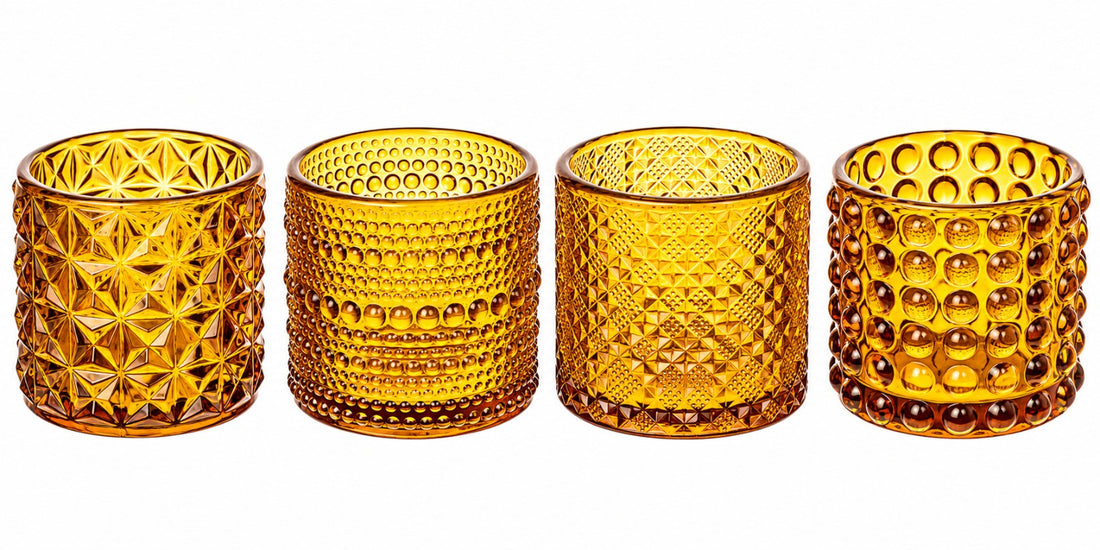 ARPIMEX Vasos Portavelas Vidrio D 7 Cm H 6,8 Cm Marrón Mix 4 Uds