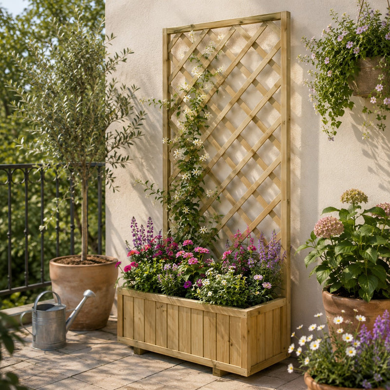 La Jardinera de Madera Garden L'Arcolaio con Enrejado Impregnado 90x30x180cm