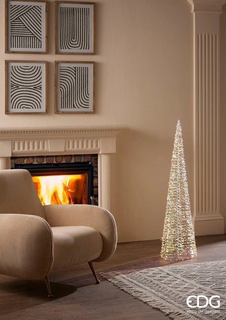 EDG Enzo De Gasperi Albero di Natale Led Stripes Cono 720 MicroLed H 120 Cm D 30 Cm Gold