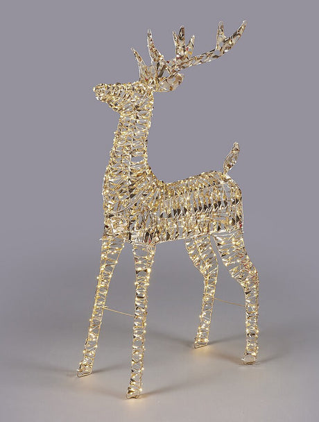 EDG Enzo De Gasperi Decoro Natale Renna Stripes 720 MicroLed H 115 Cm L 64 Cm L 22 Cm Gold