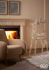 EDG Enzo De Gasperi Decoro Natale Renna Stripes 720 MicroLed H 115 Cm L 64 Cm L 22 Cm Gold