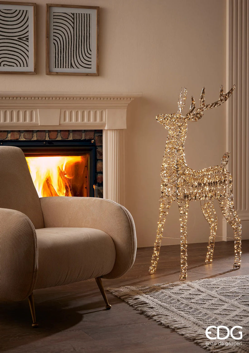 EDG Enzo De Gasperi Decoro Natale Renna Stripes 600 MicroLed H 90 Cm L 50 Cm L 19 Cm Oro