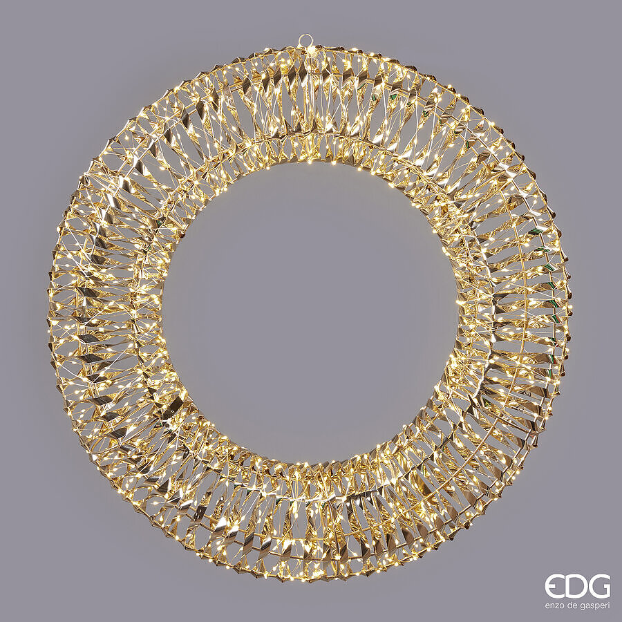 EDG Enzo De Gasperi Corona Navidad Led Stripes 960 MicroLed D 70 Cm Ip 44 Oro