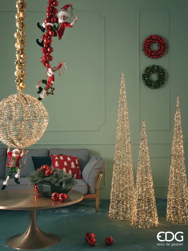 EDG Enzo De Gasperi Albero di Natale Led Stripes Cono 720 MicroLed H 120 Cm D 30 Cm Gold