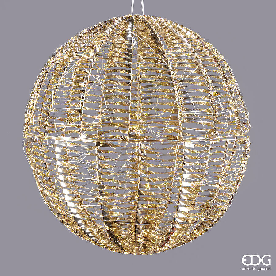EDG Enzo De Gasperi Adorno Navideño Stripes Esfera 1.440 MicroLed D 70 Cm IP 44 Dorado