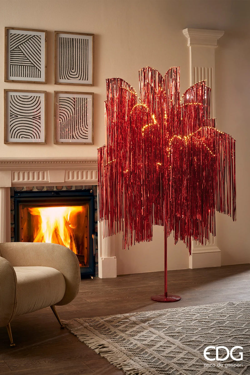 EDG Enzo De Gasperi Árbol de Navidad Led Flecos 2.160 Microled H 300 Cm D 160 Cm Rojo