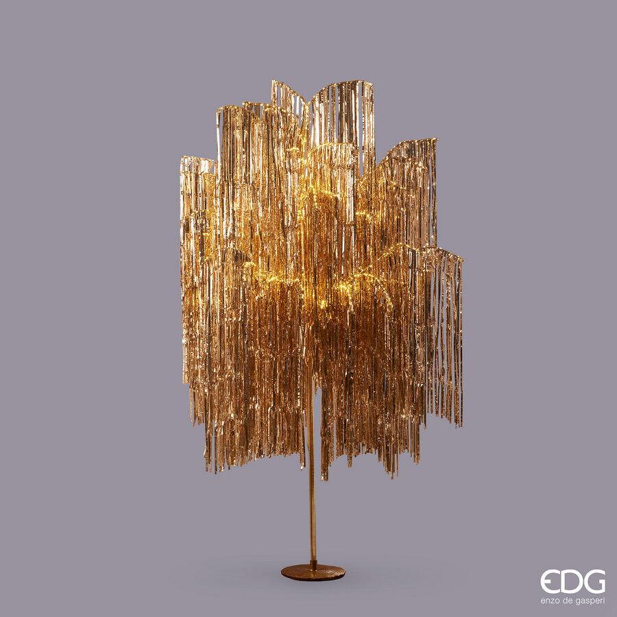 EDG Enzo De Gasperi Albero di Natale Led Frange 960 Microled H 180 Cm D 140 Cm Champagne