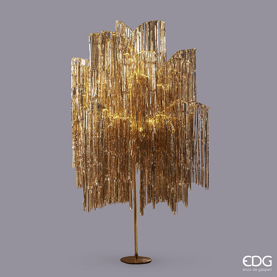 EDG Enzo De Gasperi Árbol de Navidad Led Flecos 1.500 Microled H 250 Cm D 160 Cm Champagne