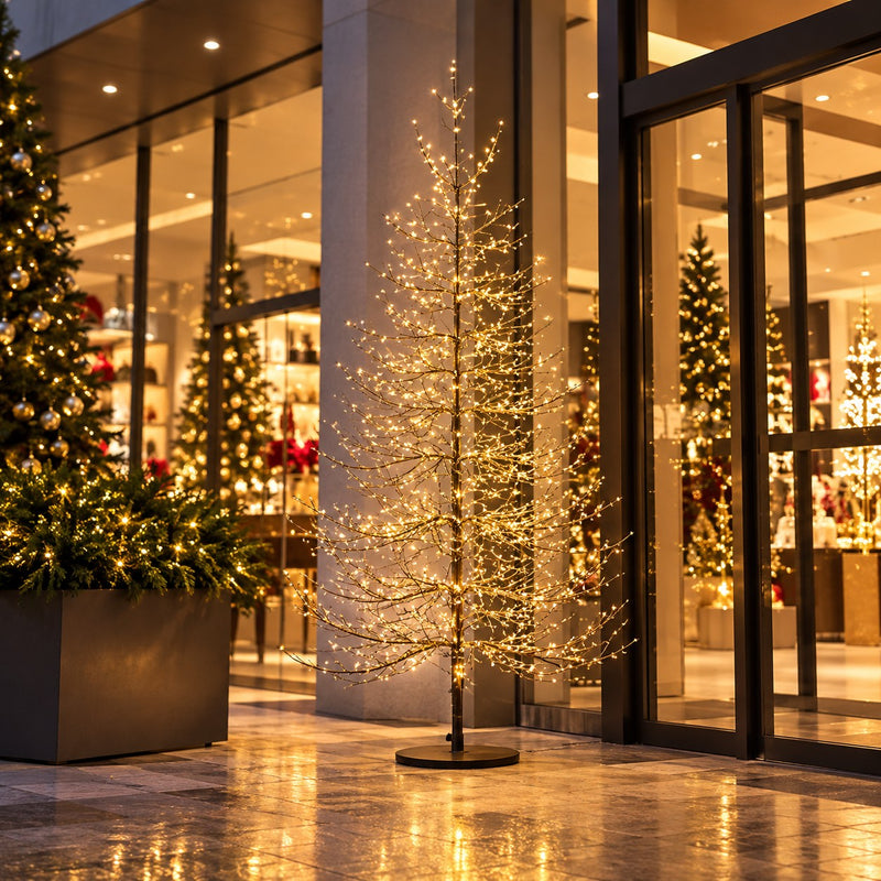 EDG Enzo De Gasperi Árbol de Navidad Haya Black Rich 1440 MicroLED H150 Ø105 cm IP44 – Árbol Luminoso para Exterior