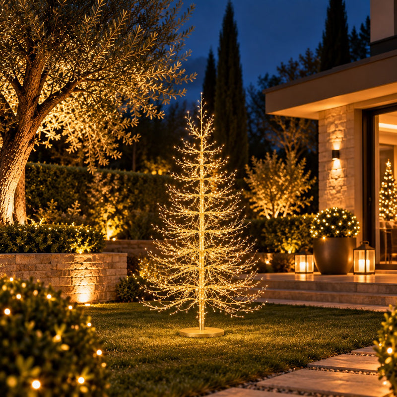 EDG Enzo De Gasperi Árbol de Navidad Haya Rich Oro 1940 MicroLED H180 Ø115 cm IP44 – Árbol Luminoso para Exterior