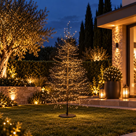 EDG Enzo De Gasperi Árbol de Navidad Haya Rich Black 1940 MicroLED H180 Ø115 cm IP44 – Árbol Luminoso para Exterior