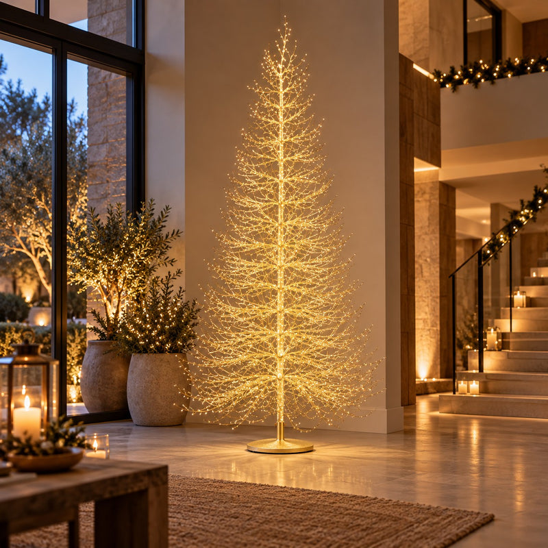 EDG Enzo De Gasperi Árbol de Navidad Haya Rich Oro 4060 MicroLED H240 Ø150 cm IP44 – Árbol Luminoso para Exterior