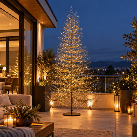 EDG Enzo De Gasperi Árbol de Navidad Haya Rich Black 4060 MicroLED H240 Ø150 cm IP44 – Árbol Luminoso para Exterior