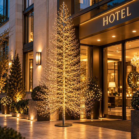 EDG Enzo De Gasperi Árbol de Navidad Haya Rich Black 6590 MicroLED H300 Ø180 cm IP44 – Árbol Luminoso para Exterior
