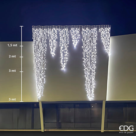 edg enzo de gasperi edg enzo de gasperi cascata led prolungabile 180 maxi led h 300 cm l 50 cm ip 67 white ean 8059824584229