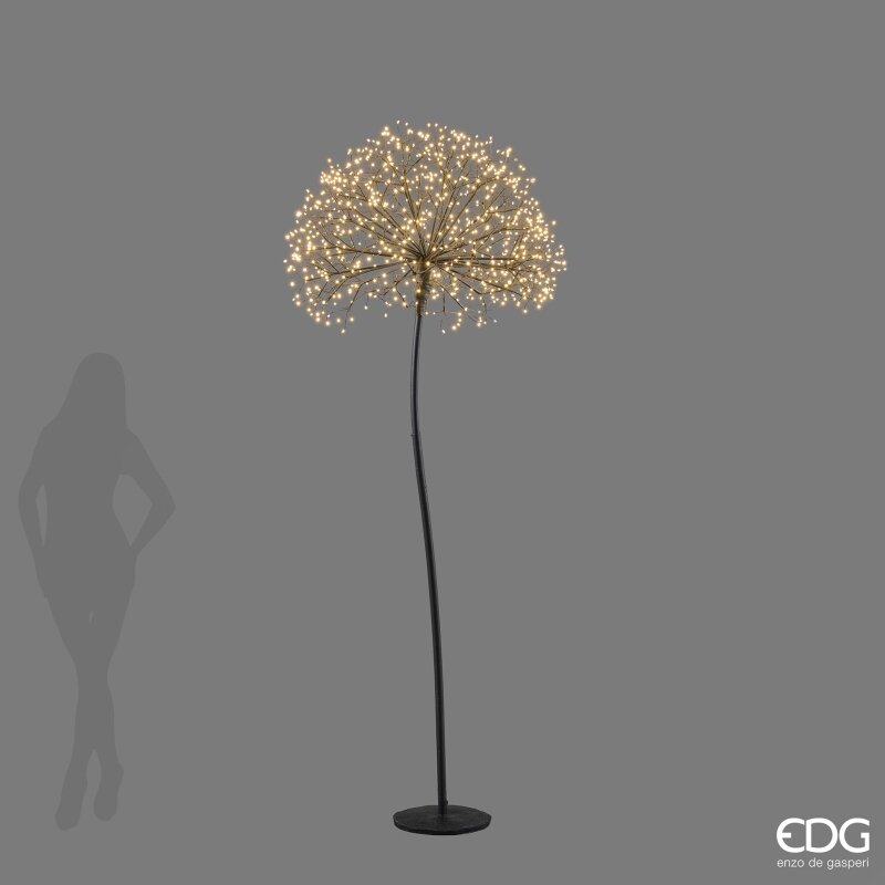 EDG Enzo De Gasperi Decoro Tarassaco Rich Nero H240 Ø70 cm con MicroLED IP44 – Decorazione Natalizia Luminosa