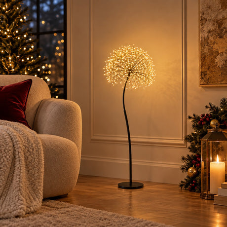 EDG Enzo De Gasperi Decoro Tarassaco Rich Negro 240 MicroLED H90 Ø20 cm IP44 – Decoración Navideña Luminosa