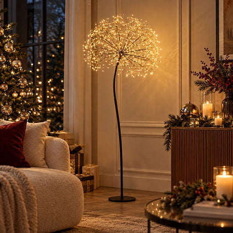 EDG Enzo De Gasperi Decoro de Navidad Tarassaco Rich Negro 384 LED H120 Ø30 cm IP44 – Decoración Luminosa
