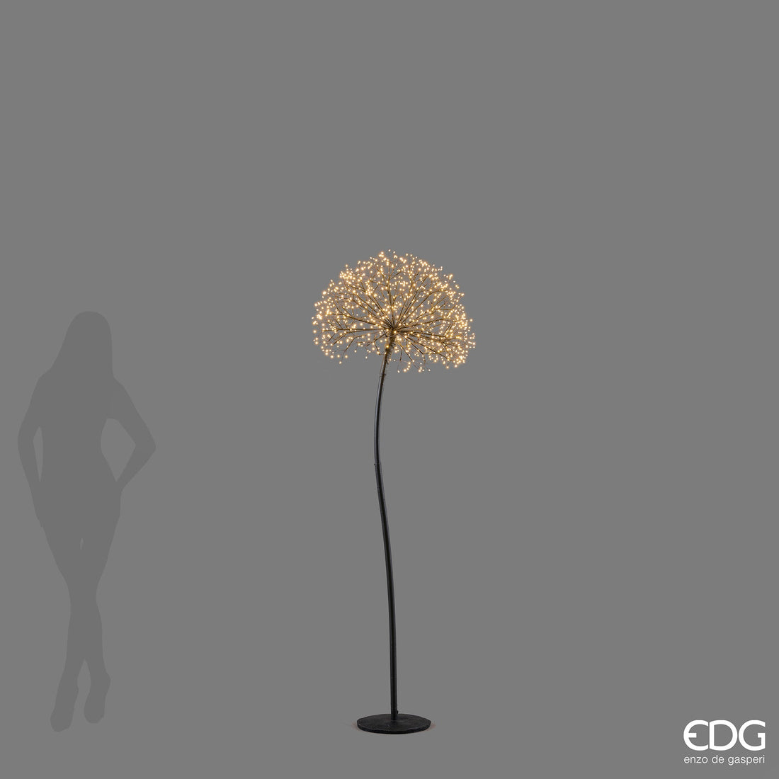 EDG Enzo De Gasperi Decoración Tarassaco Rich Negro 912 MicroLED H180 Ø50 cm IP44 – Decoración Navideña Luminosa
