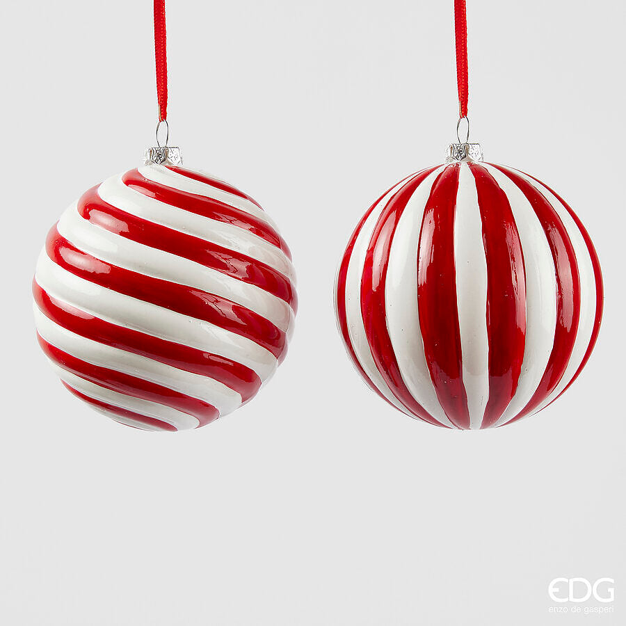 EDG Enzo De Gasperi Adorno Navidad Bola Candy D 10 Cm Blanco Rojo 1Ud