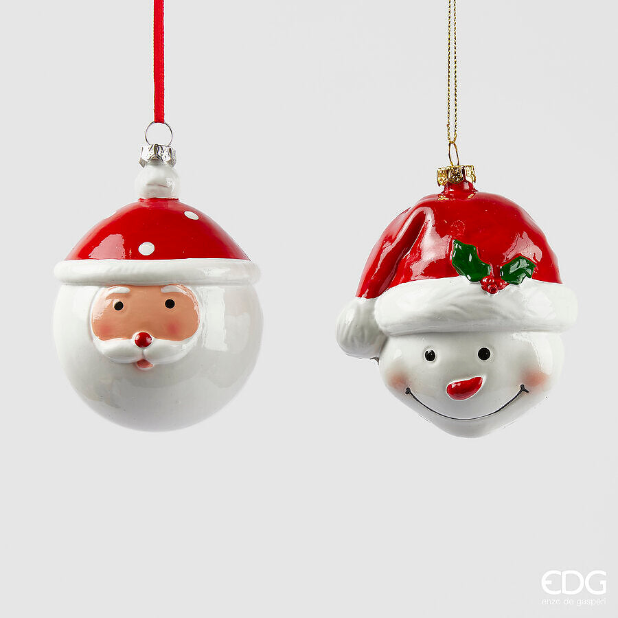 Adorno Navidad EDG Enzo De Gasperi Papá Noel Muñeco de Nieve D 10 cm Blanco Rojo 1 Uds