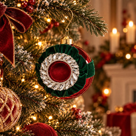 EDG Enzo De Gasperi Bola de Navidad con Strass Ø10 cm Roja – Adorno para Árbol de Navidad