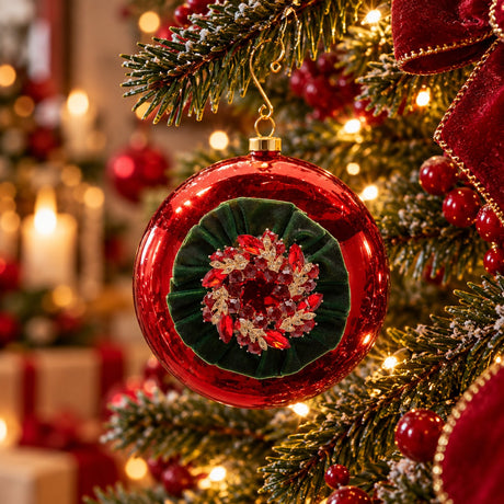 EDG Enzo De Gasperi Medallón Velvet Camel Ø15 cm – Decoración Árbol de Navidad