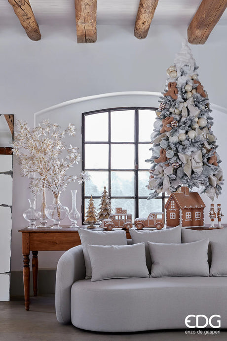 EDG Enzo De Gasperi Base per Albero Natale Pino Casetta Marzapane H 55 Cm 40 x 27 Cm Hazelnut