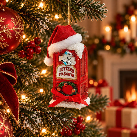 EDG Enzo De Gasperi Adorno Buzón Navideño H12 cm Blanco Rojo – Decoración para Árbol de Navidad