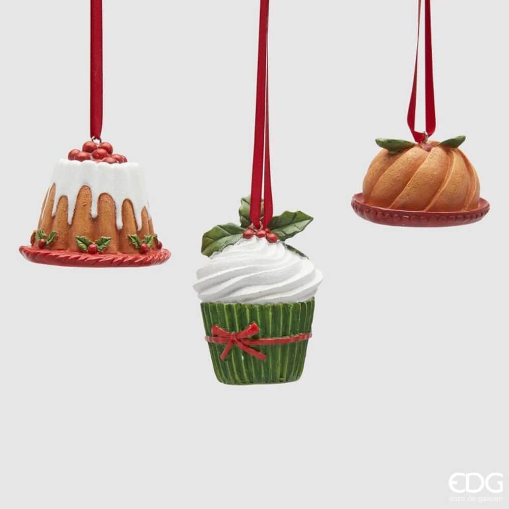EDG Enzo De Gasperi Adorno Navideño Dulcecitos H7 cm Verde Rojo 3 Surtidos 1 Pieza – Decoración para Árbol de Navidad