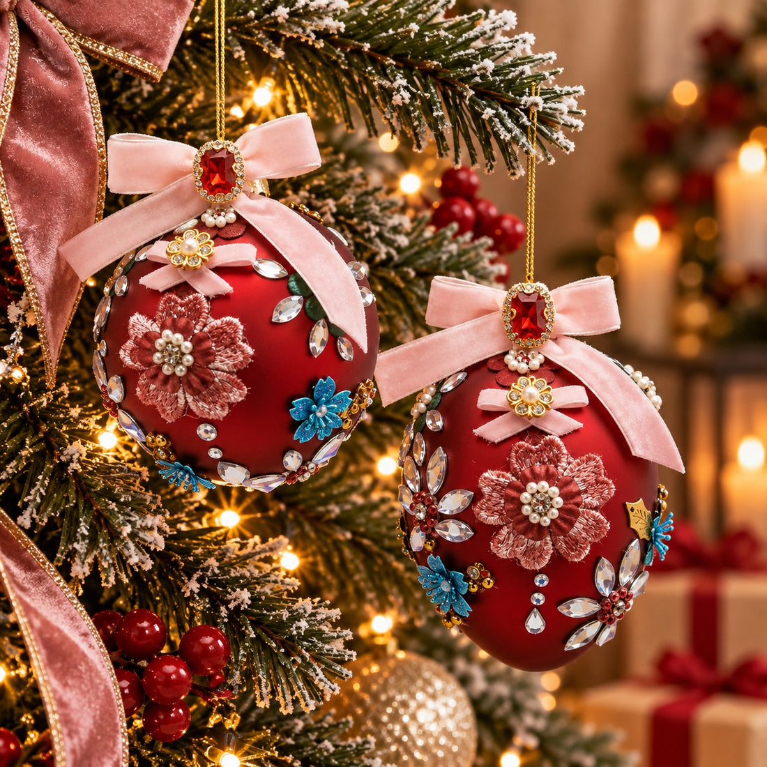 EDG Enzo De Gasperi Adorno Bola Huevo Boheme H13 Ø8 cm Burdeos 2 Surtidos – Decoración para Árbol de Navidad 1 Ud